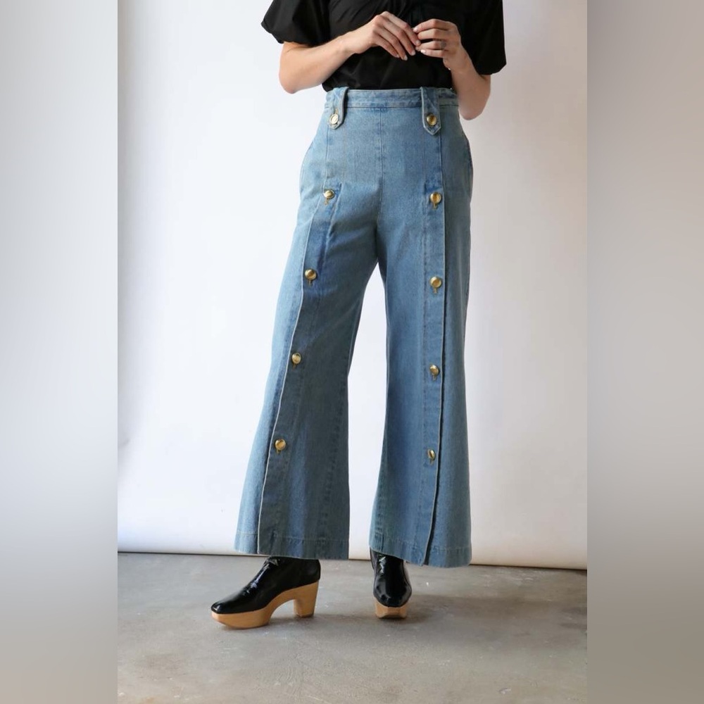 Rosetta Getty button front denim culotte jeans